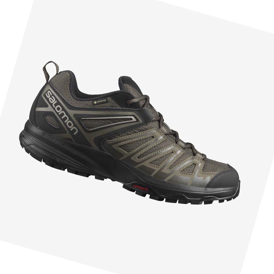 Salomon X CREST GORE-TEX Túracipő Férfi Fekete Olivazöld | HU 2009VRW